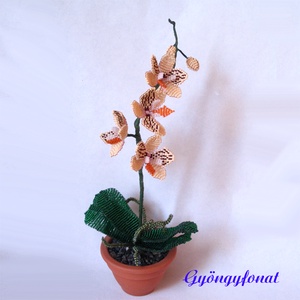 Orchidea gyöngyből;   virág cserépben - otthon & lakás - dekoráció - asztal és polc dekoráció - asztaldísz - Meska.hu