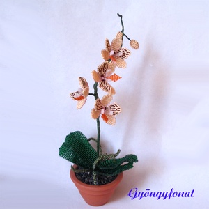 Orchidea gyöngyből;   virág cserépben - otthon & életmód - dekoráció - asztal és polc dekoráció - asztaldísz - Meska.hu