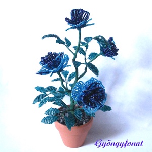 Kék rózsa, cserepes virág, asztaldísz  - otthon & lakás - dekoráció - virágdísz és tartó - cserép & kaspó - Meska.hu