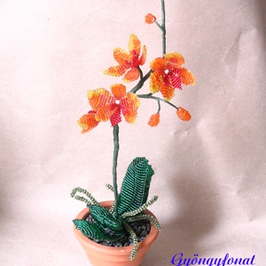 Orchidea asztaldísz, Otthon & Életmód, Dekoráció, Asztal és polc dekoráció, Asztaldísz, Gyöngyfűzés, gyöngyhímzés, Virágkötés, MESKA