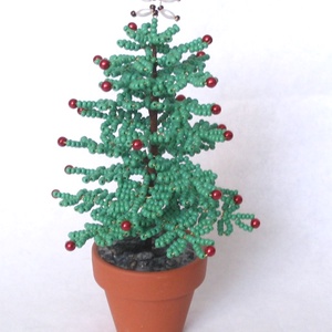 Karácsonyfa gyöngyből piros színű gömbökkel - karácsony - karácsonyi lakásdekoráció - karácsonyfa, grincsfa - Meska.hu