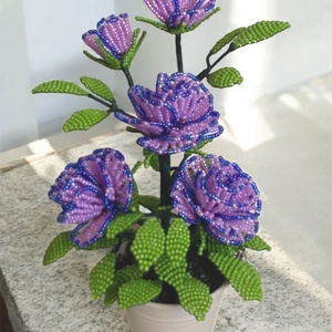 Rózsa gyöngyből, vödörben - otthon & életmód - dekoráció - virágdísz és tartó - csokor & virágdísz - Meska.hu