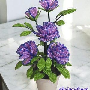 Rózsa gyöngyből, vödörben - otthon & életmód - dekoráció - Meska.hu