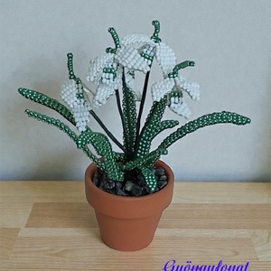 Hóvirág gyöngyből, cserepesvirág - Meska.hu