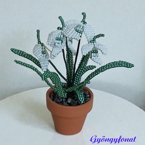 Hóvirág gyöngyből, cserepesvirág - otthon & életmód - virágdekoráció - virágok - virágcsokor - Meska.hu