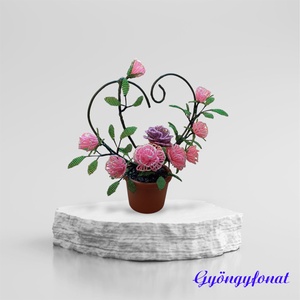 Rózsás asztaldísz gyöngyből - Meska.hu