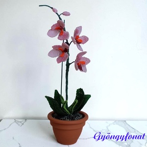 Orchidea, asztaldísz gyöngyből Anyák napjára - otthon & életmód - virágdekoráció - virágdíszek - asztali virágdísz - Meska.hu