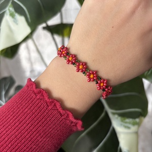 ?Málnaszörp � kézműves karkötő, Ékszer, Karkötő, Gyöngyös karkötő, Gyöngyfűzés, gyöngyhímzés, Ékszerkészítés, MESKA