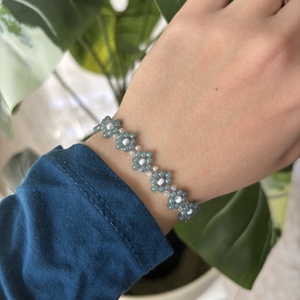  Jégvirágok� kézműves karkötő, Ékszer, Karkötő, Gyöngyös karkötő, Gyöngyfűzés, gyöngyhímzés, Ékszerkészítés, MESKA