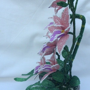Szerencse bambusz és orchidea gyöngyből. -  - Meska.hu
