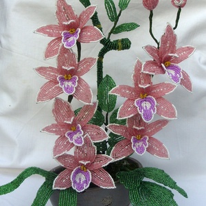 Szerencse bambusz és orchidea gyöngyből. -  - Meska.hu