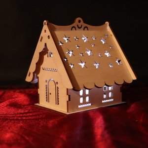 Csillagos mécses házikó, Karácsony, Adventi díszek, Adventi asztaldísz, Famegmunkálás, MESKA