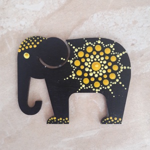 Mandala szerencsehozó elefánt hűtőmágnes sárga - Meska.hu