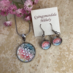 Üveglencsés nemesacél divatékszett! - mandala - Meska.hu