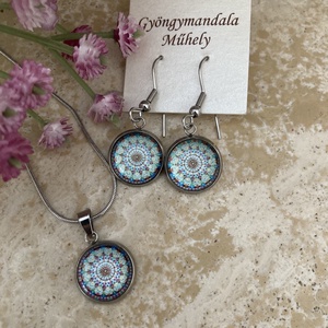 Üveglencsés nemesacél divatékszett! - szolid mandala - Meska.hu