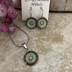 Üveglencsés nemesacél divatékszett! - éj mandala - Meska.hu