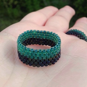 Türkiz-sötétkék gyöngy gyűrű -  - Meska.hu