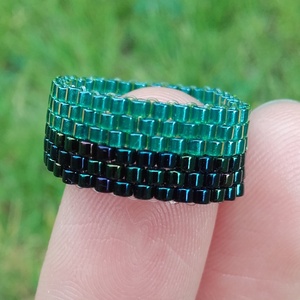 Türkiz-sötétkék gyöngy gyűrű -  - Meska.hu