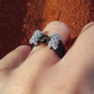 Fekete-ezüst gyöngy gyűrű -  - Meska.hu