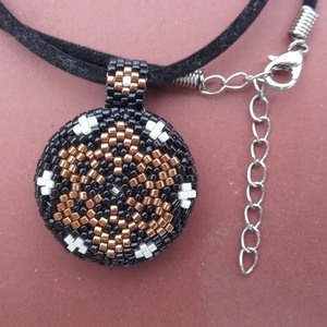 Arany-fekete-ezüst 2 az 1-ben mandala medál bársony nyakláncon -  - Meska.hu