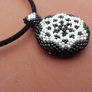 Arany-fekete-ezüst 2 az 1-ben mandala medál bársony nyakláncon -  - Meska.hu