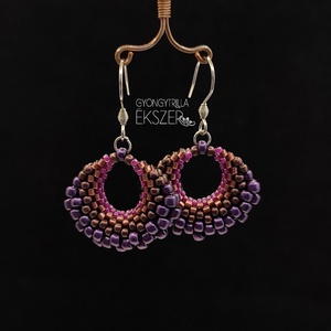 Sötétlila kosárka fülbevaló - ékszer - fülbevaló - lógó fülbevaló - Meska.hu