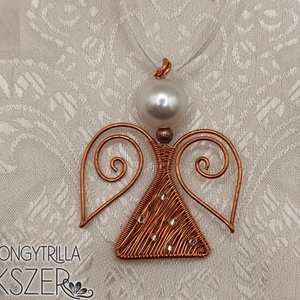 Drót angyalka, réz vagy ezüstszínű, gyöngyös vagy gyöngy nélküli  - karácsony - karácsonyi lakásdekoráció - karácsonyfadíszek - Meska.hu