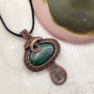 Malachit gomba medál antikolt vörösréz befoglalással - Meska.hu