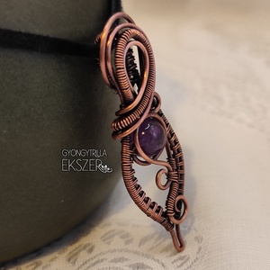 Ametiszt ásványgyöngyös antikolt rézdrót medál  - ékszer - nyaklánc - medál - Meska.hu