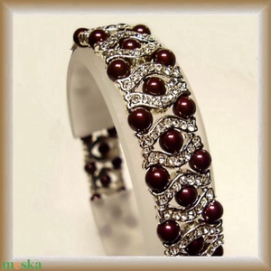Swarovski gyöngy karkötő kristály köves köztessel   SWKB 02  maron - ékszer - karkötő - gyöngyös karkötő - Meska.hu