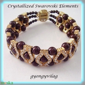 Swarovski gyöngy karkötő ABK-SW02, Ékszer, Karkötő, Gyöngyös karkötő, Ékszerkészítés, Gyöngyfűzés, gyöngyhímzés, MESKA