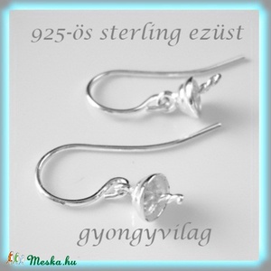 925-ös sterling ezüst ékszerkellék: fülbevaló kapocs, akasztós EFK A 32 - gyöngy, ékszerkellék - egyéb alkatrész - Meska.hu