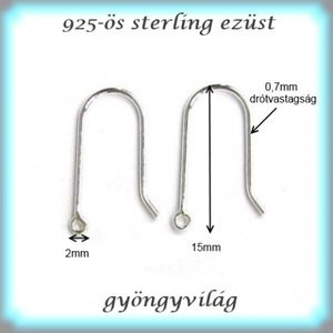 925-ös finomságú sterling ezüst fülbevaló kapocs EFK A 41 - kellékek & szerszámok - gyöngyfűzés kellékek - egyéb alkatrész - Meska.hu