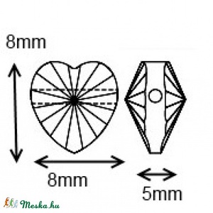 Swarovski szív keresztben fúrt 8mm-es több színben 2db /csomag - gyöngy, ékszerkellék - swarovski kristályok - Meska.hu