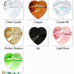 Swarovski szív keresztben fúrt 10mm-es több színben  - kellékek & szerszámok - gyöngyfűzés kellékek - swarovski kristályok - Meska.hu