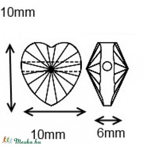 Swarovski szív keresztben fúrt 10mm-es több színben  - kellékek & szerszámok - gyöngyfűzés kellékek - swarovski kristályok - Meska.hu