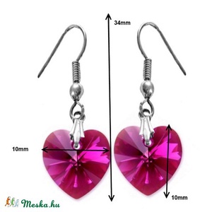 Swarovski kristály fülbevaló -10mm-es AB-s szív több színben  - ékszer - fülbevaló - lógó fülbevaló - Meska.hu