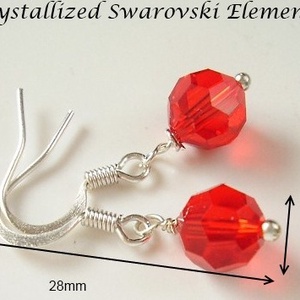 Swarovski kristály fülbevaló -8mm-es gömb  több színben  - ékszer - fülbevaló - lógó fülbevaló - Meska.hu