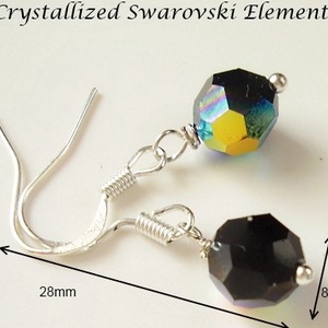 Swarovski kristály fülbevaló -8mm-es AB-s gömb  több színben  - ékszer - fülbevaló - lógó fülbevaló - Meska.hu