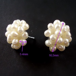 Egyedí, igazgyöngy gömb fülbevaló SFEB-IG04-1  - ékszer - fülbevaló - pötty fülbevaló - Meska.hu