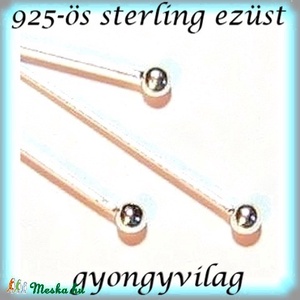 925-ös sterling ezüst ékszerkellék: szerelőpálca gömb végű ESZP G 50x0,5 2db/ csomag - gyöngy, ékszerkellék - egyéb alkatrész - Meska.hu