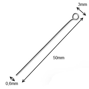 925-ös sterling ezüst ékszerkellék: szerelőpálca hurkos végű ESZP H 50x0,6 mm 2db/csomag - kellékek & szerszámok - gyöngyfűzés kellékek - szerelőpálca - Meska.hu