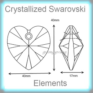 Swarovski szív medál  több színben 40mm GYSWM SZ40  - kellékek & szerszámok - gyöngyfűzés kellékek - swarovski kristályok - Meska.hu
