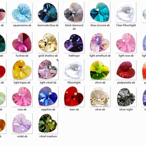 Swarovski kristály fülbevaló -10mm-es AB-s szív több színben  - ékszer - fülbevaló - lógó fülbevaló - Meska.hu