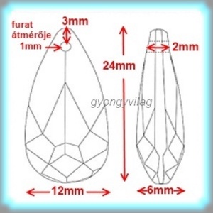Swarovski kristály medál: SWM csepp (6100) 24mm több szín - kellékek & szerszámok - gyöngyfűzés kellékek - swarovski kristályok - Meska.hu
