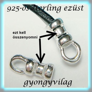 925-ös ezüst  lánckapocsvég 1mm-es 2db/cs ELK V 04-1 - gyöngy, ékszerkellék - egyéb alkatrész - Meska.hu
