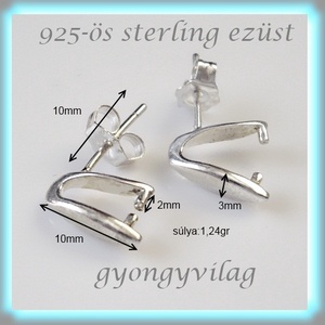 925-ös sterling ezüst ékszerkellék: fülbevaló kapocs, bedugós EFK B 18 - kellékek & szerszámok - ékszerkellék - fülbevaló kapocs - Meska.hu