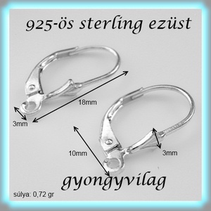 925-ös sterling ezüst ékszerkellék: fülbevaló kapocs, biztonsági-francia kapcsos EFK K 09 - kellékek & szerszámok - gyöngyfűzés kellékek - egyéb alkatrész - Meska.hu
