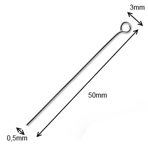 925-ös sterling ezüst ékszerkellék: szerelőpálca hurkos végű ESZP H 50x0,5 mm 2db - kellékek & szerszámok - gyöngyfűzés kellékek - egyéb alkatrész - Meska.hu