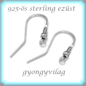 925-ös sterling ezüst ékszerkellék: fülbevaló kapocs, akasztós EFK A 65-1 - gyöngy, ékszerkellék - egyéb alkatrész - Meska.hu